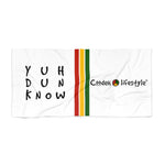 Load image into Gallery viewer, Coodeh Beach Towel (YuhDunKnow-WHT) - Coodeh Lifestyle
