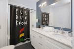 Load image into Gallery viewer, Shower Curtain (YuhDunKnow-PAN-BLK) - Coodeh Lifestyle
