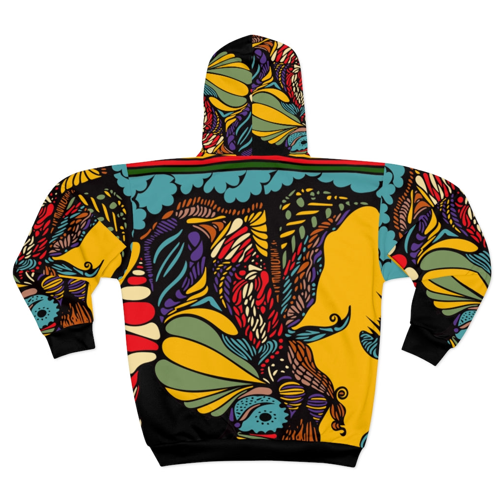 Unisex Zip Hoodie (Multi-Art2-BLK-AAF) - Coodeh Lifestyle