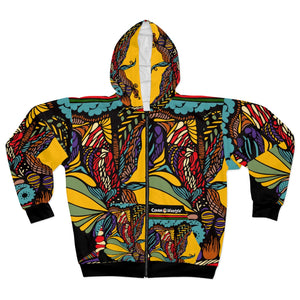 Unisex Zip Hoodie (Multi-Art2-BLK-AAF) - Coodeh Lifestyle