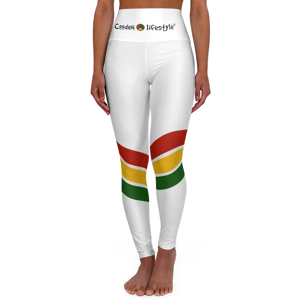 High Waisted Yoga Leggings (PANCOL-WHT) - Coodeh Lifestyle