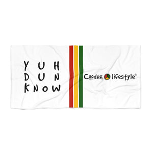 Coodeh Beach Towel (YuhDunKnow-WHT) - Coodeh Lifestyle