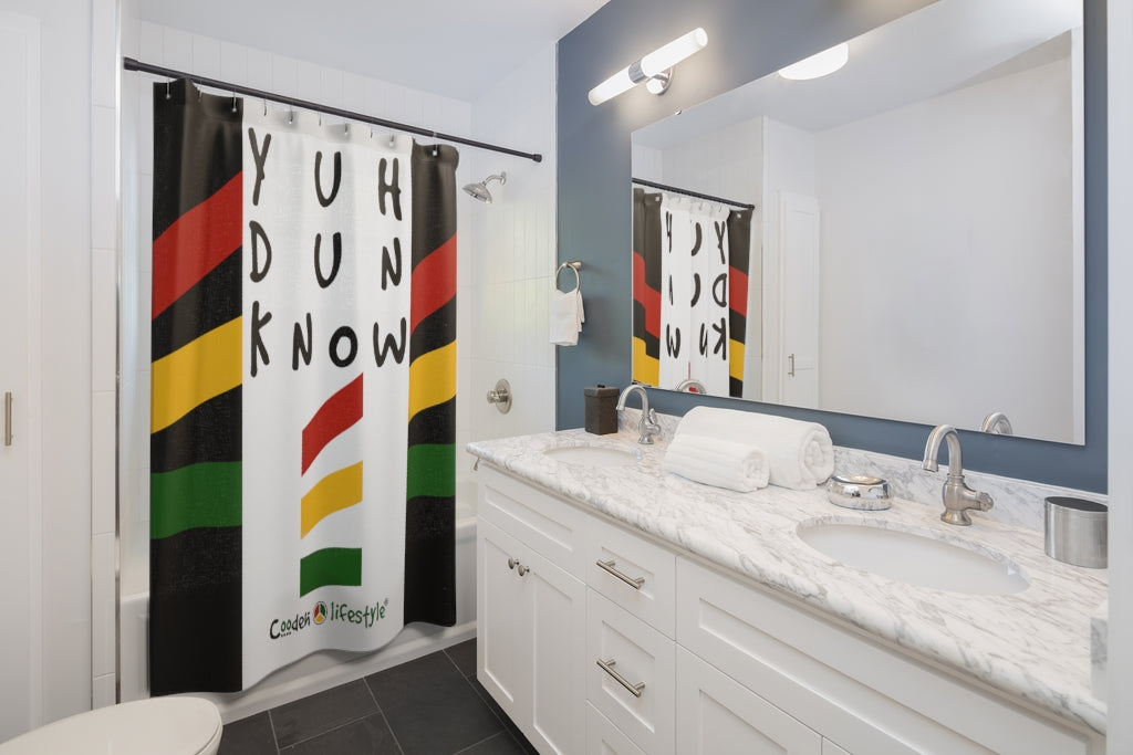 Shower Curtain (YuhDunKnow-PAN-WHT) - Coodeh Lifestyle